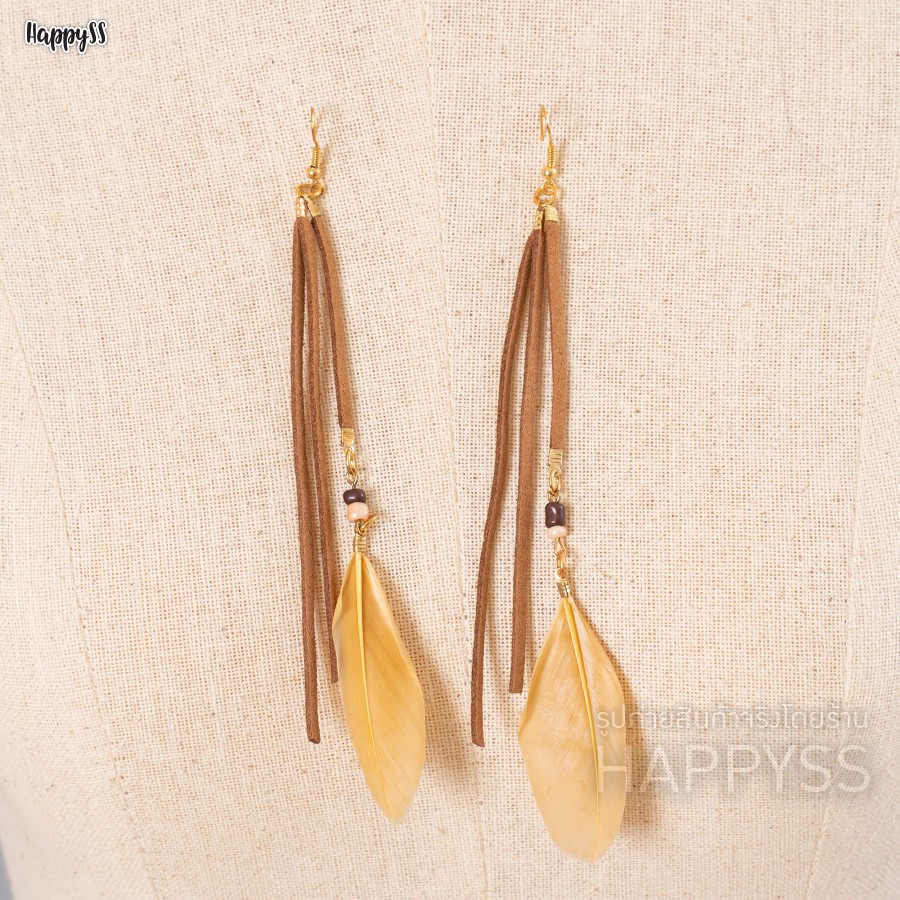 ต่างหูขนนก สไตล์โบฮีเมียน อินเดียแดง คาวบอย