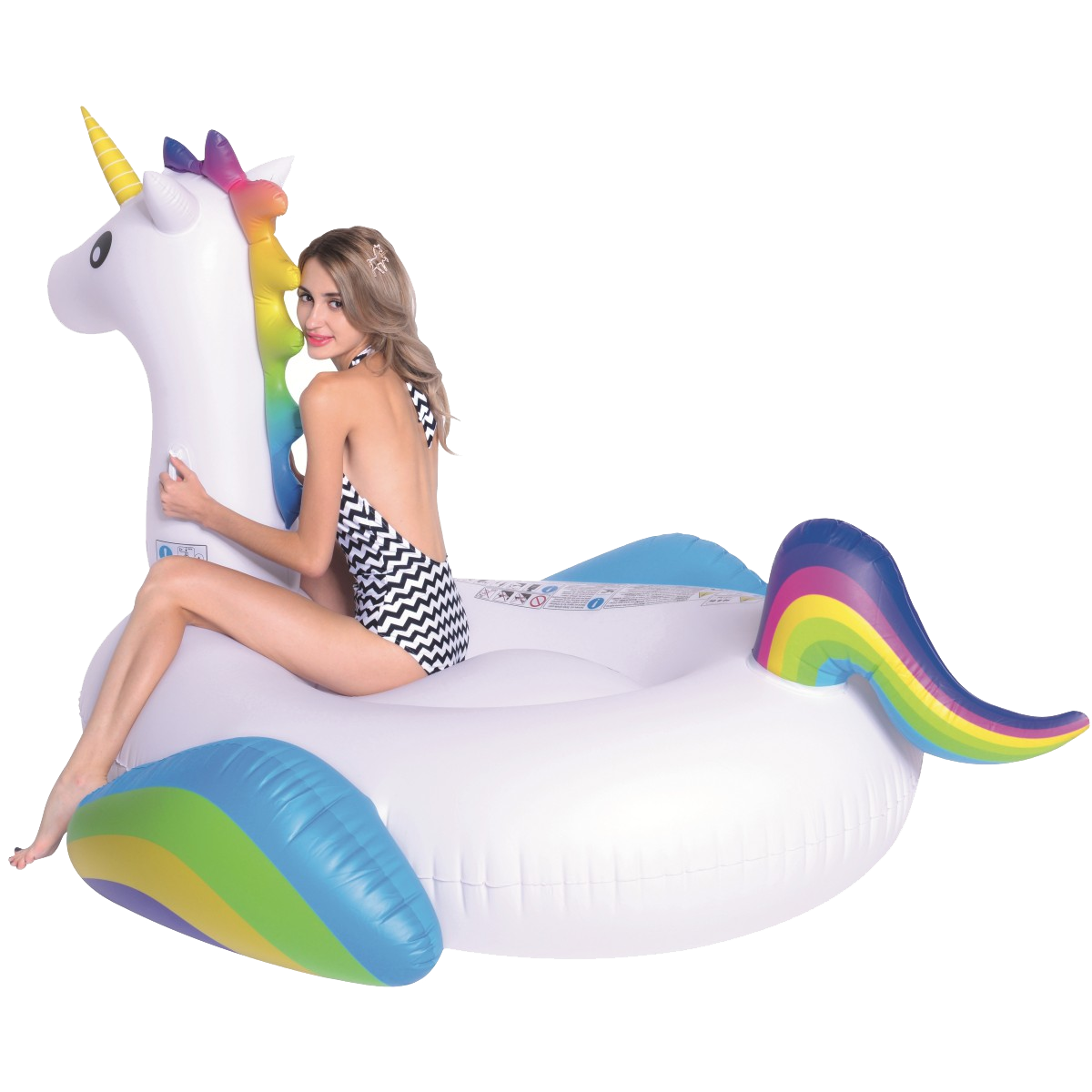 ห่วงยางยูนิคอร์นสายรุ้งขนาดใหญ่ Inflatable unicorn Rainbow Big size