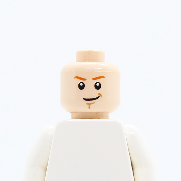 Dual Sided Dark Orange Eyebrows, White Pupils, Brown Chin Dimple, Determined / Smile Pattern - Blocked Open Stud