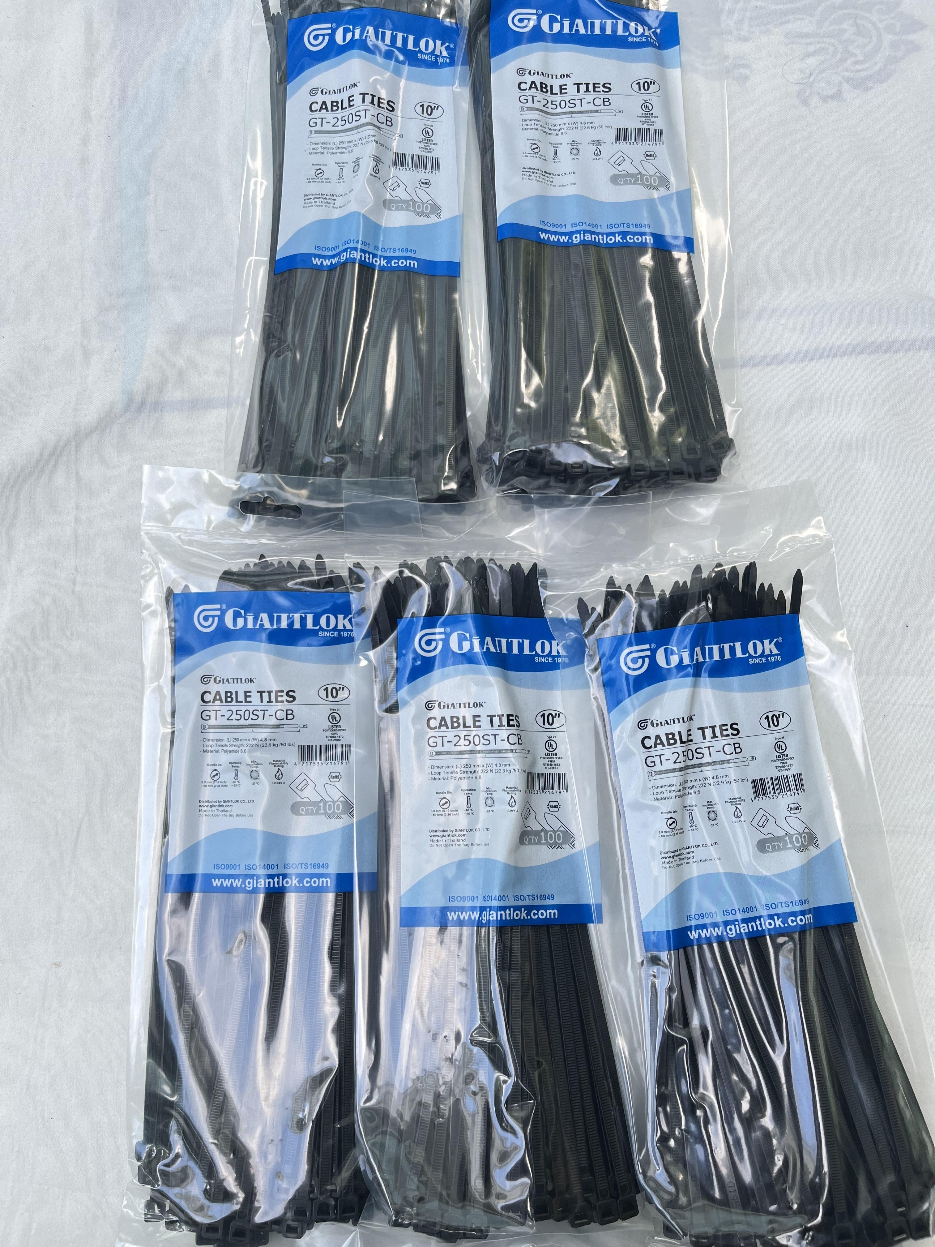 เคเบิ้ลไทร์ Giantlok 10นิ้วสีดำ 250*4.8มม 100PCS
