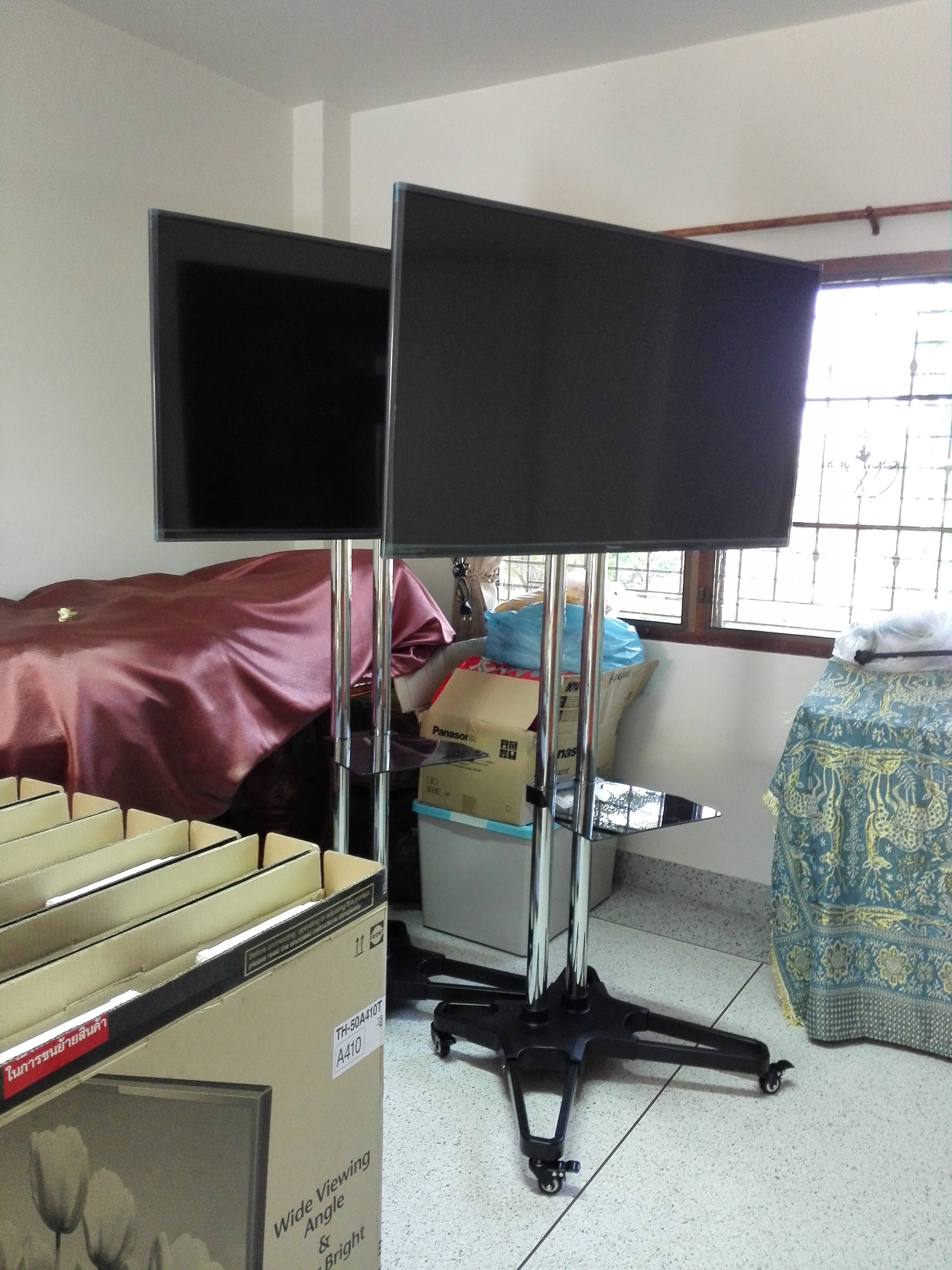 JMTVSTAND SM7000 ขาตั้งพื้นทีวีล้อเลื่อน(TV Stand)วัสดุเหล็ก+สแตนเลสแข็งแรง ปรับความสูง/ต่ำ ก้ม-เงยได้ 32"-70"นิ้ว{รับประกัน 3ปี}0964746498