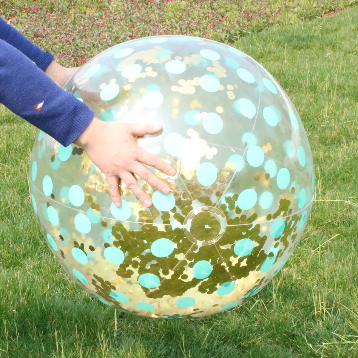 ลูกบอลชายหาด ขนาดใหญ่ กลิตเตอร์สีทอง Inflatable Giant Gold Glitter Beach Ball