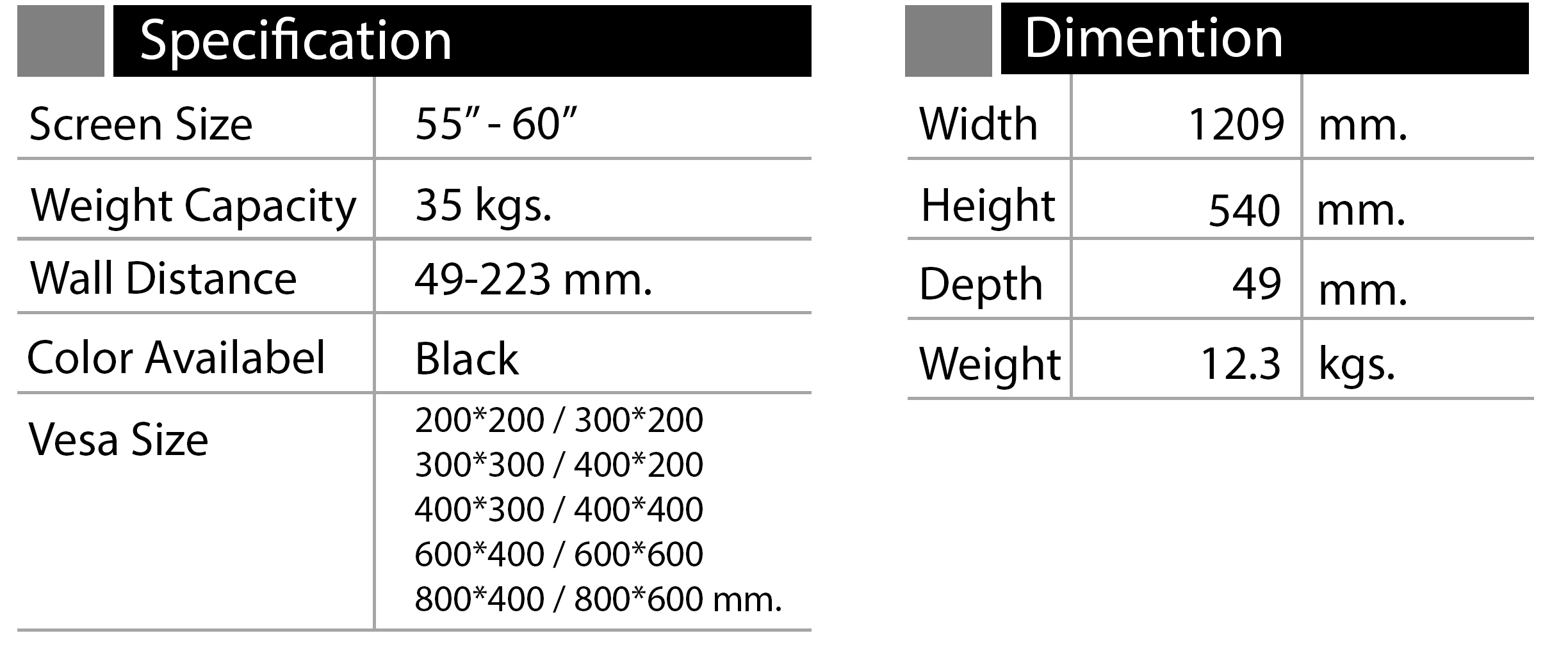 JMTVSTAND MT-V9900 ขาแขวนผนังปรับก้มได้ รองรับจอขนาด 55"-86 นิ้ว0964746498