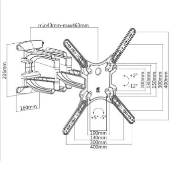 JMTVSTAND MT-A3750 ขาแขวนสวิงแบบผีเสื้อ ปรับหมุนซ้ายขวา 60 องศา ปรับก้ม-เงยได้ 32-55 นิ้ว0964746498