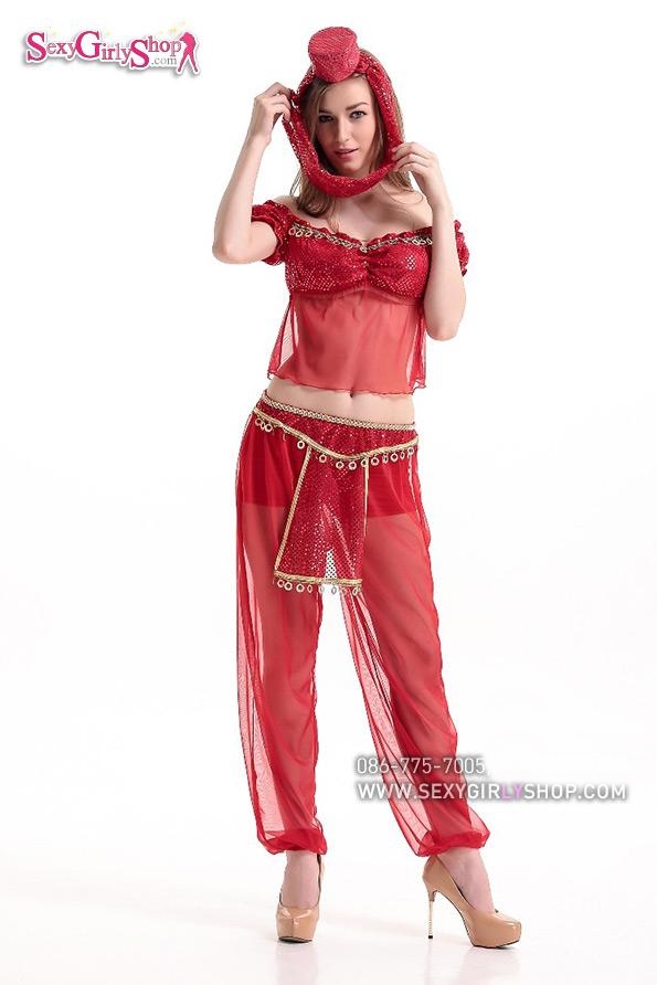 ชุดคอสเพลย์ ชุดแฟนซี ชุดนิทาน อาหรับราตรี Cosplay - ชุดจินนี่ ชุดอาหรับ ชุดเปอร์เซีย สีแดงสดใส