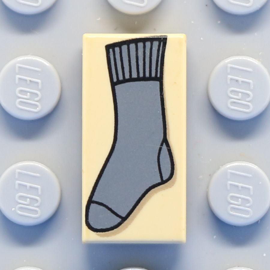 Tile 1 x 2 with Groove with HP Sock Pattern