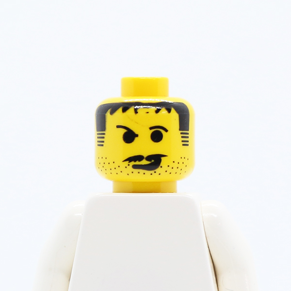 Moustache Scruffy Raised Eyebrows, Smirk Pattern - Blocked Open Stud