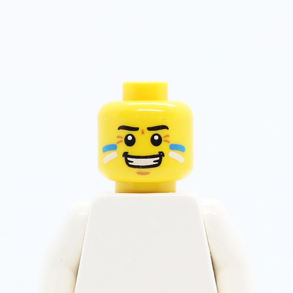 CS03 Face Paint with Blue and White Painted Cheeks and Grin Pattern