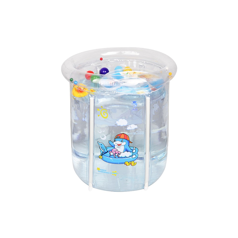 สระน้ำเด็ก สระน้ำทรงสูงสำหรับเด็กเล็ก สีใสลายปลาโลมา Baby folding pool