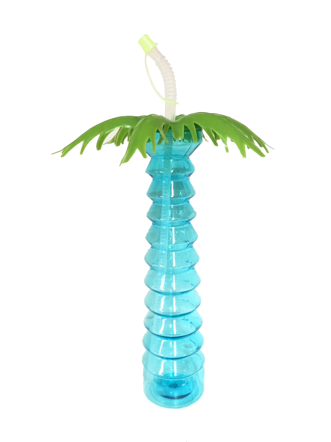 กระบอกน้ำพลาสติก ต้นมะพร้าว พร้อมหลอด Coconut Palm Cup With Straw