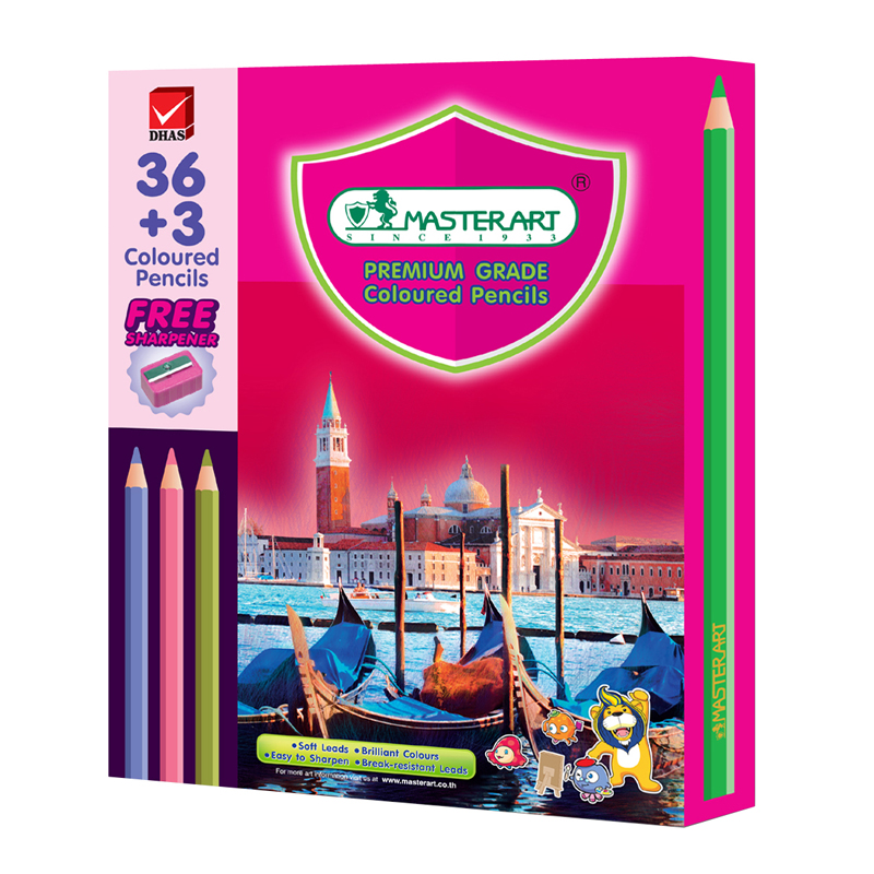 สีไม้ Master Art หัวเดียว 36สี แท่งยาวรุ่นซุปเปอร์ไบรท์ (ขายยกโหล12กล่อง)