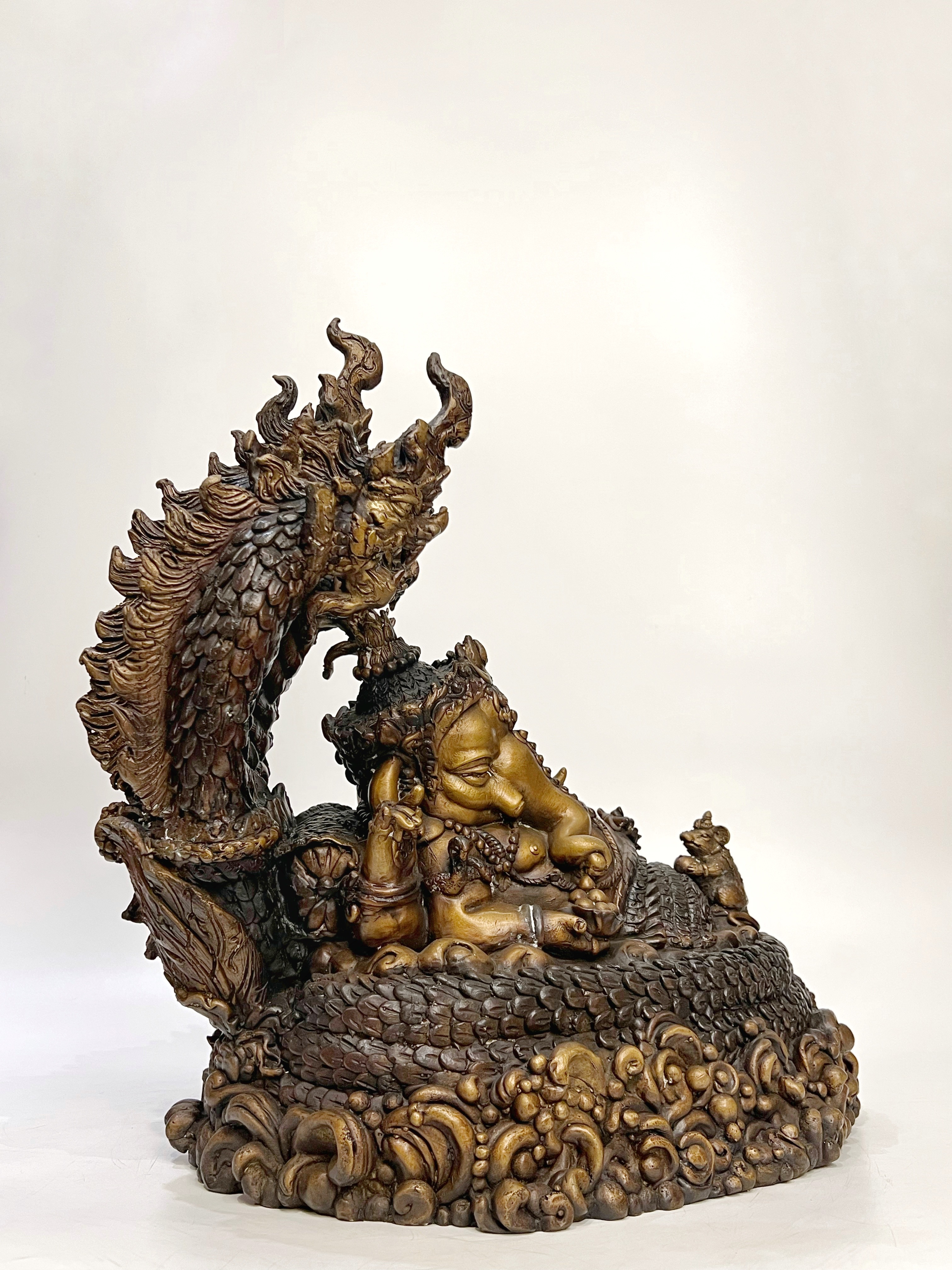 พระพิฆเนศ ปางเสวยสุข ทรงบัลลังก์พญาจันทรคุปต์นาคราช หน้าตัก 9 นิ้ว