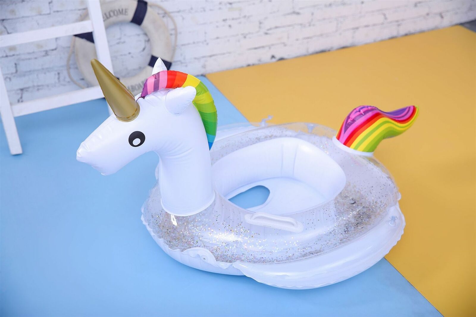 ห่วงยางยูนิคอร์น กลิตเตอร์ สำหรับเด็ก 6 เดือน-6 ปี Inflatable Baby Unicorn 6 months-6 years Pool Float