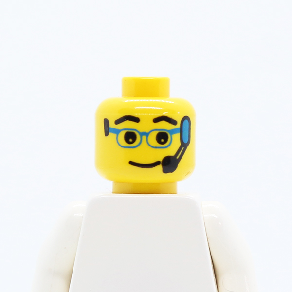 Glasses with Blue Glasses and Headset Pattern - Blocked Open Stud