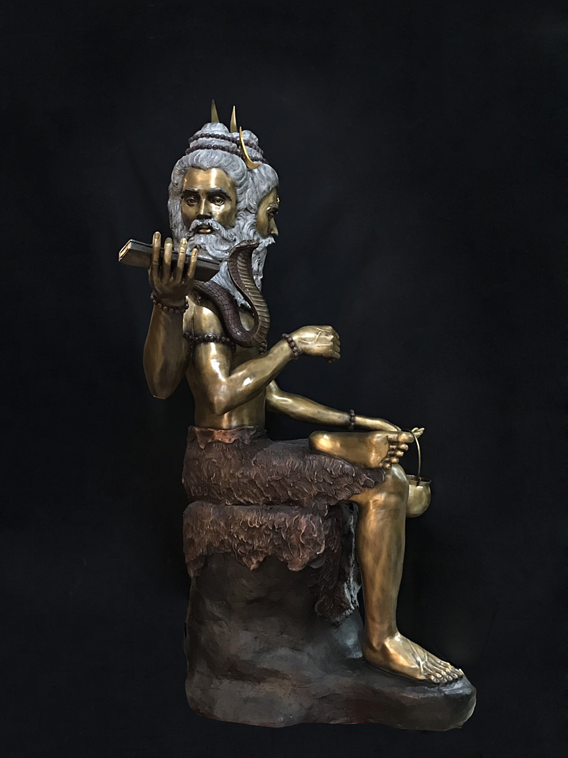 พระศิวะมหาเทพ ปาง 3 เศียรนั่งเสือ (สูง 169 cm.)