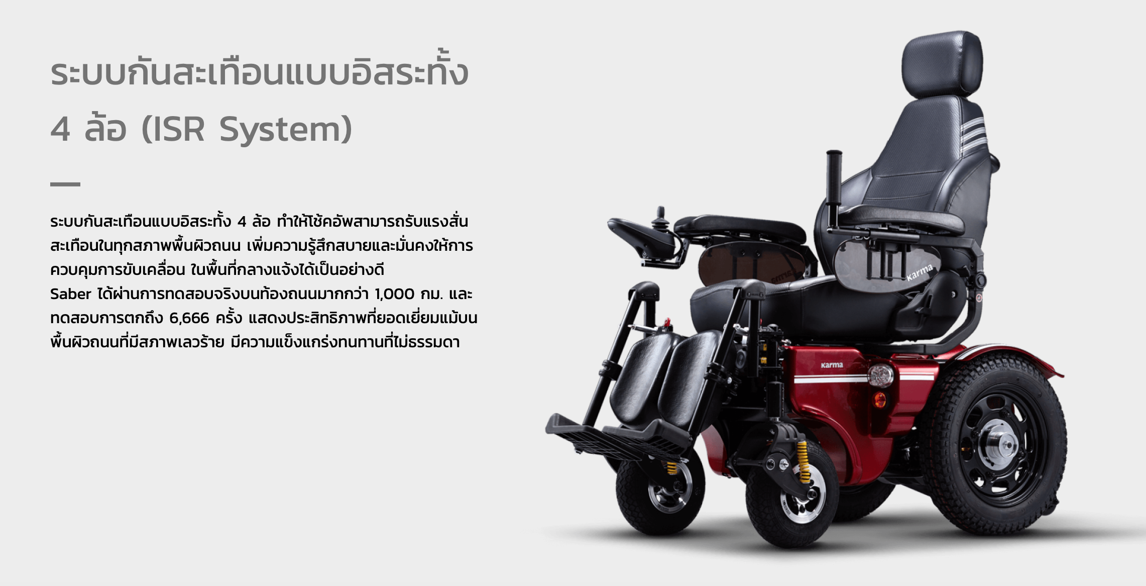 รถเข็นไฟฟ้าคาร์ม่า รุ่น Saber KP45.5 (Power WheelChair KARMA Saber KP45.5) สามารถปรับเอนนอนได้ รับประกันศูนย์ 5 ปี (รุ่น TOP)