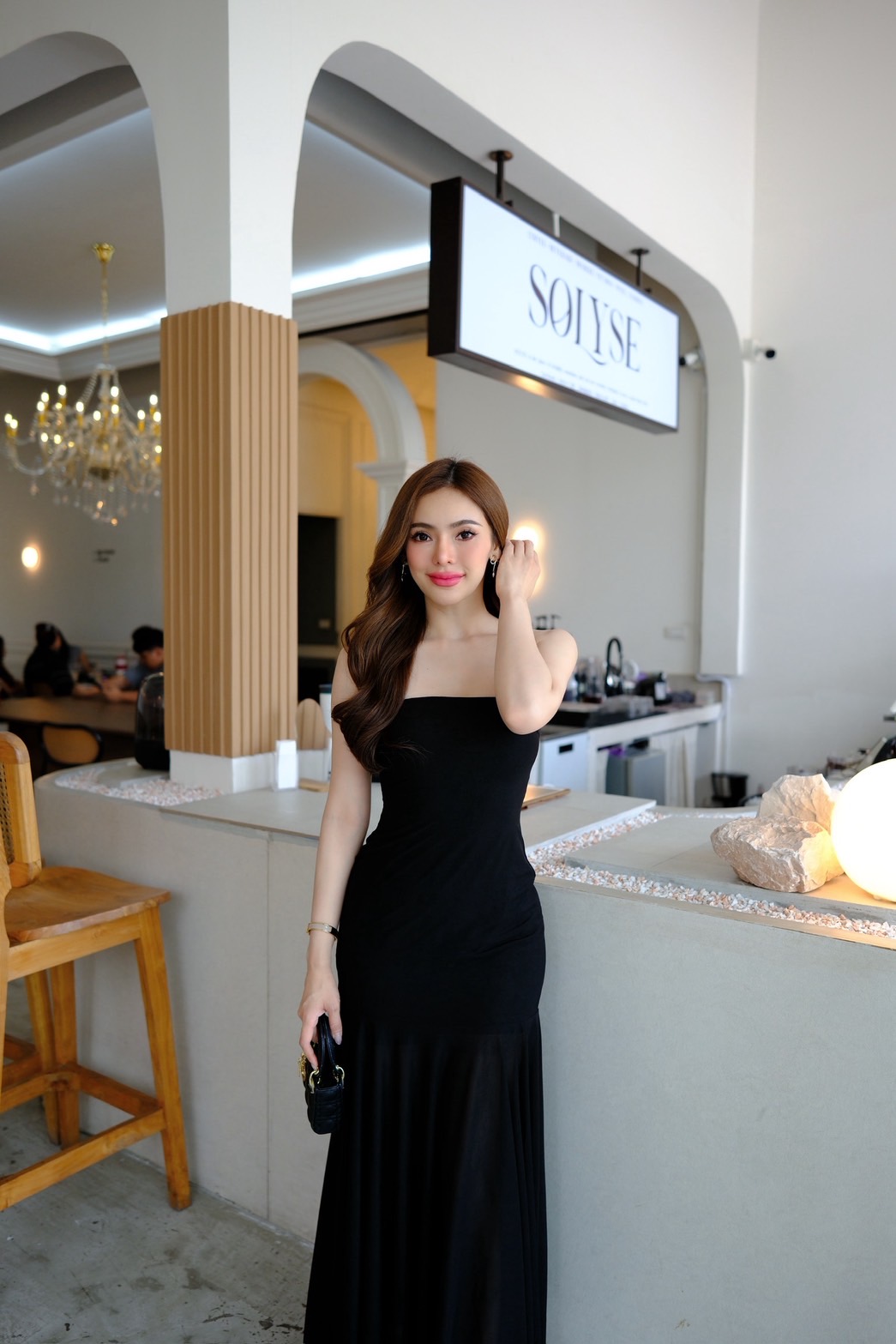 #5109 Missy Dress เดรสยาวเกาะอกสองเลเยอร์ งานสวยมากกก เนื้อผ้าคือ100/10 ด้านในเป็นผ้านิ่ม thtiiya