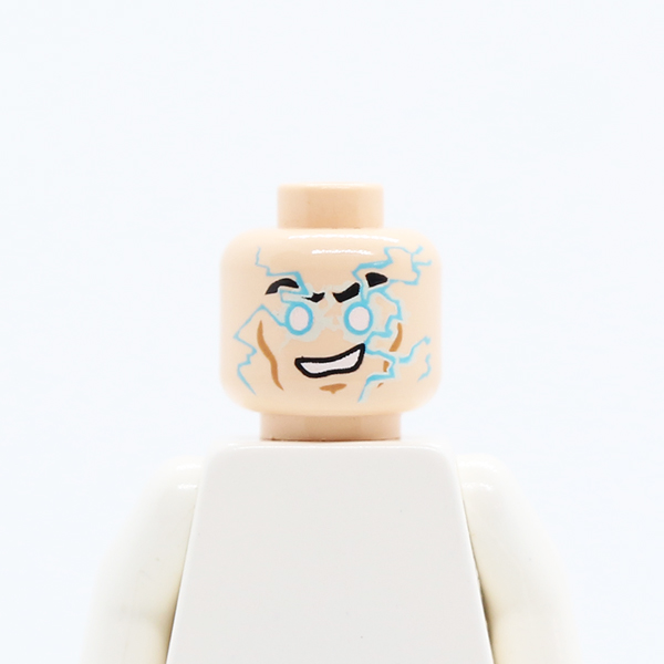 Dual Sided Black Eyebrows, Light Blue Lightning Bolts Pattern / Light Blue Eyes, Worried Pattern (SW Jek-14) - Hollow Stud