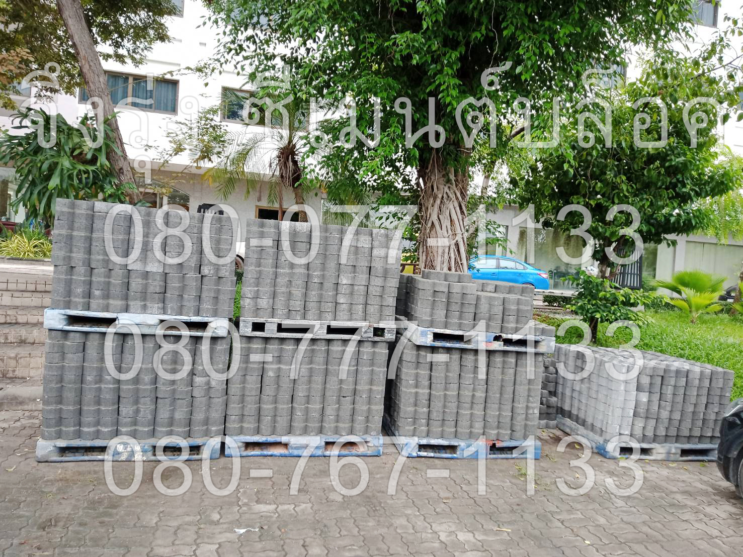 บล็อกปูหญ้า หน้าเรียบ สีเทา