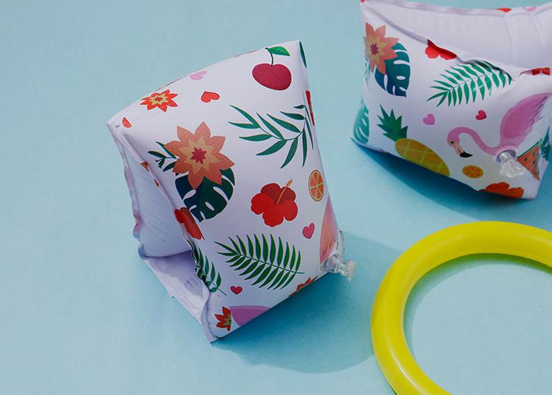 ปลอกแขนว่ายน้ำสำหรับเด็ก ลายผลไม้ ฟลามิงโก้ Inflatable Flamingo Arm Band for kid