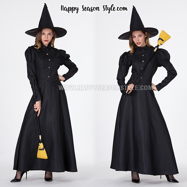 ชุดแม่มด สีดำ ในตำนาน แขนพองตุ๊กตา พร้อมหมวกแม่มด