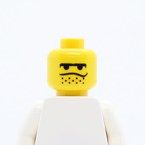 Male Black Unibrow, Stubble under Dipping Mouth Line Pattern - Blocked Open Stud