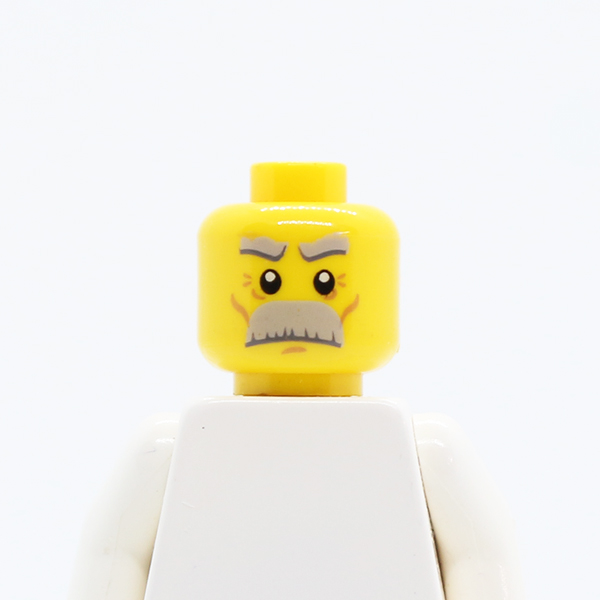 Dual Sided Thick Gray Moustache and Eyebrows, Determined / Angry Pattern - Hollow Stud