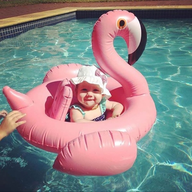 Baby Pink Flamingo Inflatable Poolfloat ห่วงยางนกฟลามิงโก้สำหรับเด็ก (6เดือน-2ขวบ)