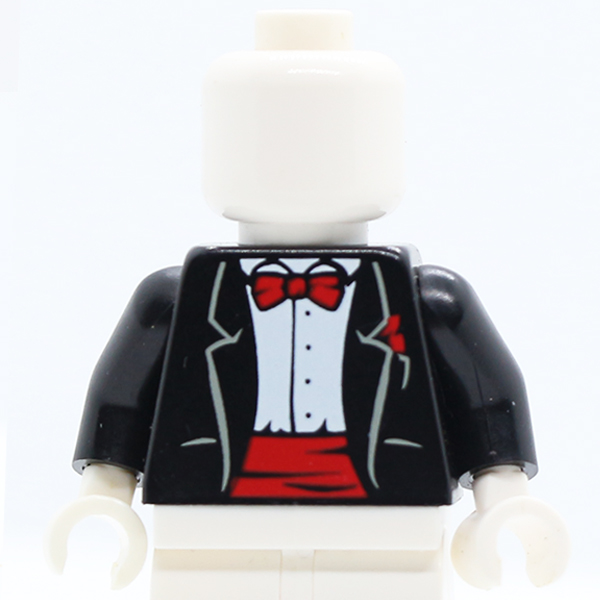 CS01 Jacket Formal with White Shirt and Red Bow Tie and Cummerbund Pattern