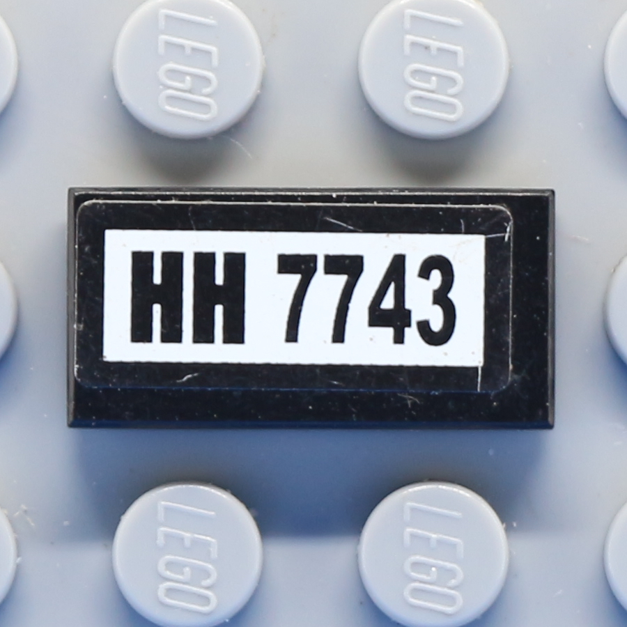 Tile 1 x 2 with Groove with 'HH 7743' Pattern (Sticker) - Set 7743