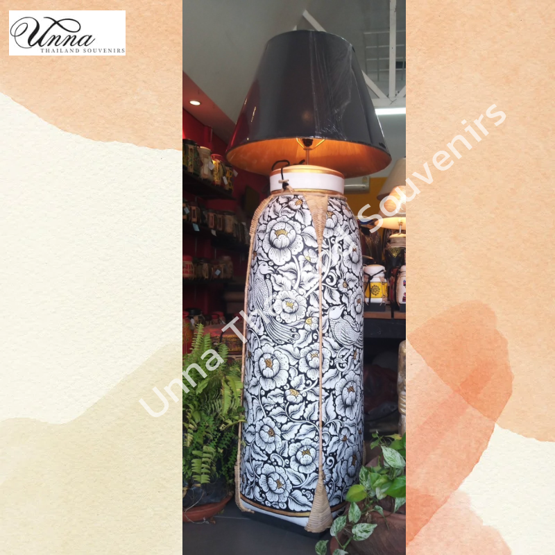 โคมไฟตั้งพื้น ทรงสูง pre-Oder งานแฮนด์เมด ทรงกระติ๊บล้านนา ลายพรีเมียม 160 cm Premium handicrafts Lanna bamboo tall kratip lamp