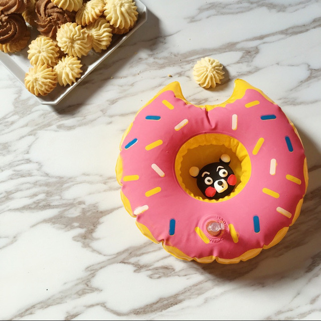 ที่วางแก้วเป่าลม โดนัท สีชมพู Inflatable Donut Pink Cup Holder