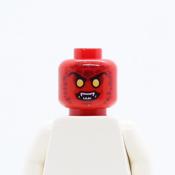 Alien with Black Thin Eyebrows, Yellow Eyes, Dark Red Scales, Fangs Pattern - Hollow Stud