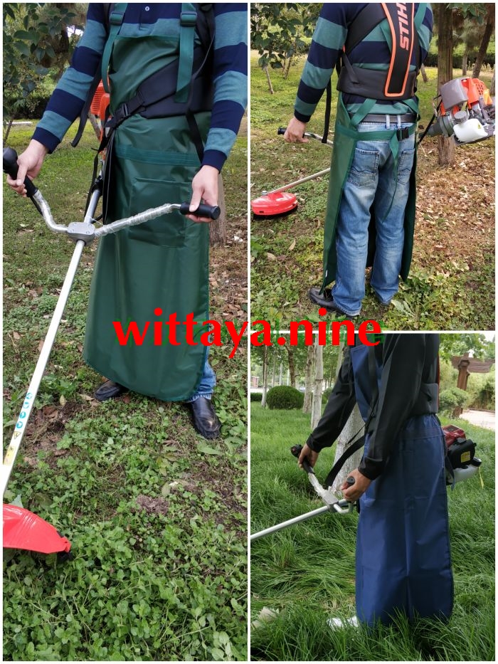 ผ้ากันเปื้อนใส่ตัดหญ้า เอี๊ยมกันเปื้อนสำหรับใส่ตัดหญ้า (สีเขียวเข้ม)