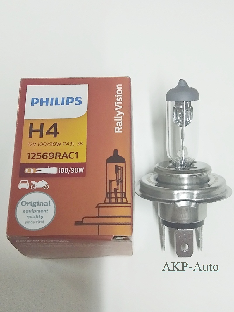 หลอดไฟรถยนต์ PHILIPS H4 12V 100/90W P43T-38 รุ่น 12569RAC1