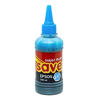 หมึกเติมเครื่องพิมพ์อิงค์เจ็ทยี่ห้อ EPSON (สีฟ้าอ่อน-LightCyan) ตรา Save 100ml