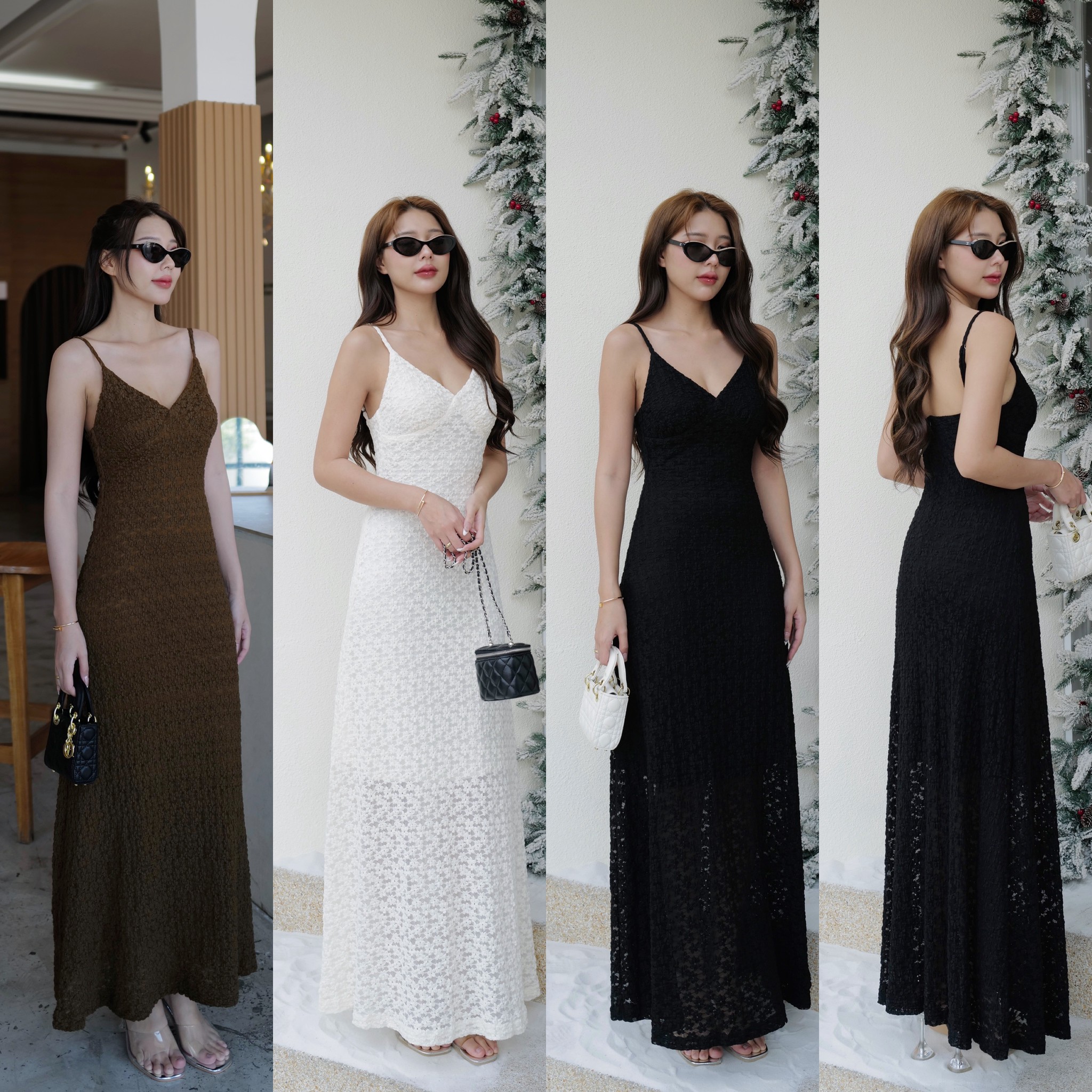 #5036#Eve 💕💕งานเดรสสายเดียวลูกไม้ สายปรับได้เป็นซิปหลัง ผ้านิ่มนุ่มมากคร่าาค่ะ
