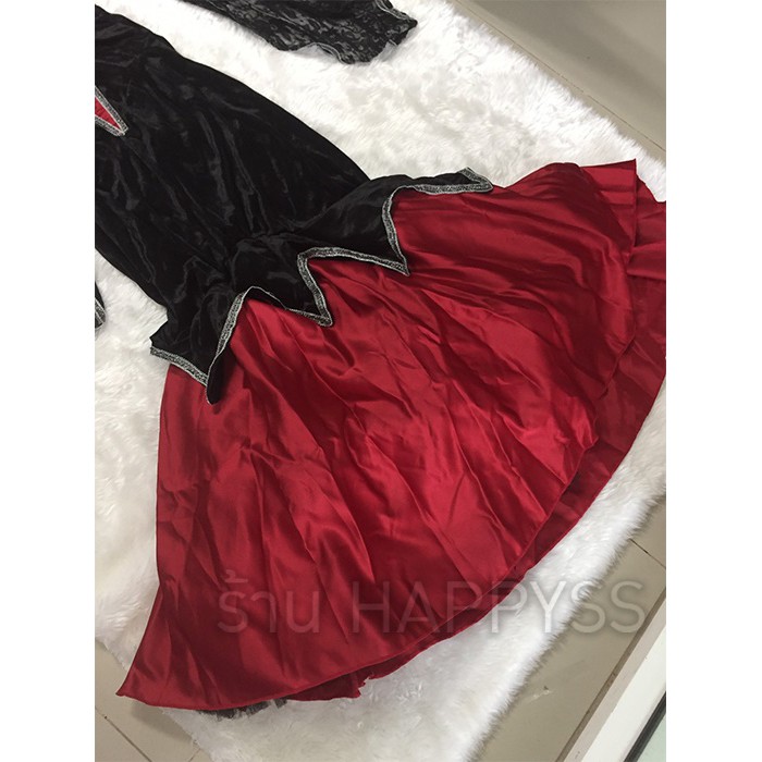 ชุดแม่มด แวมไพร์ แขนกระดิ่งลูกไม้ กระโปรงหางปลาสีแดง