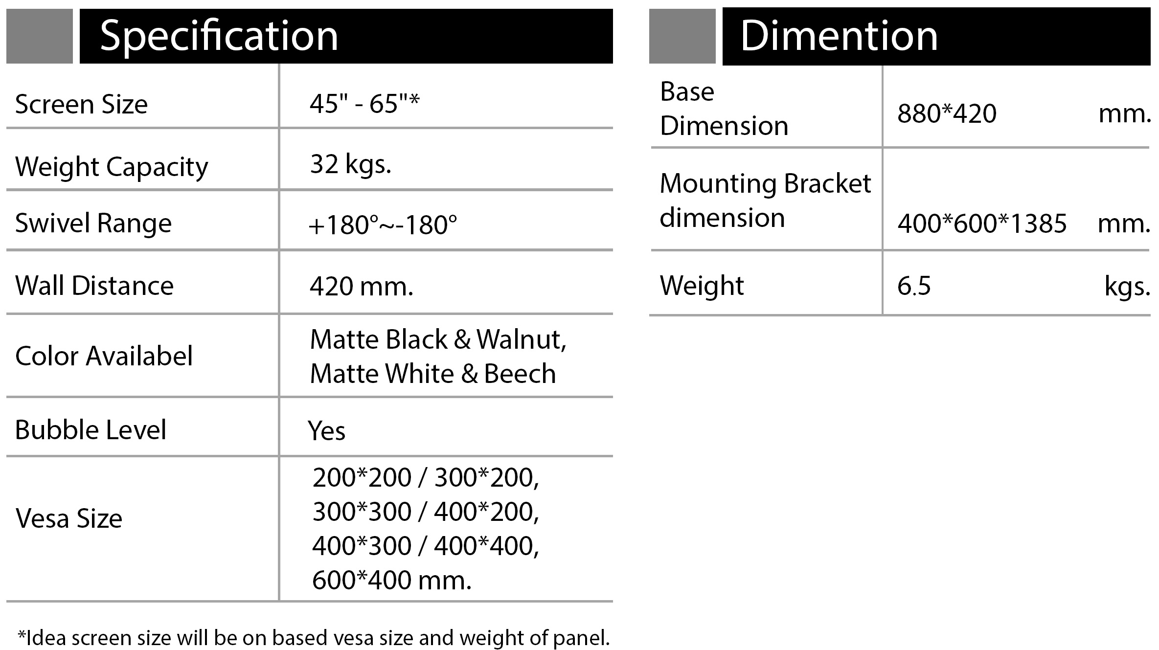 JMTVSTAND MT-F1200 ขาตั้งทีวีไม่มีล้อแบบ 3 ขา รองรับทีวี 32''-65' นิ้ว0964746498