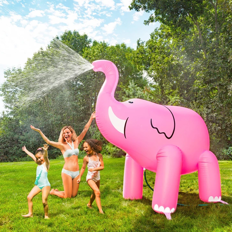 ห่วงยางช้าง ชมพู สามารถพ่นน้ำได้ Inflatable water spray elephant pink color