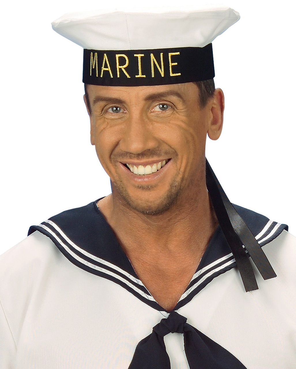 หมวกกะลาสี หมวกทหารเรือมารีนขาวขอบน้ำเงิน