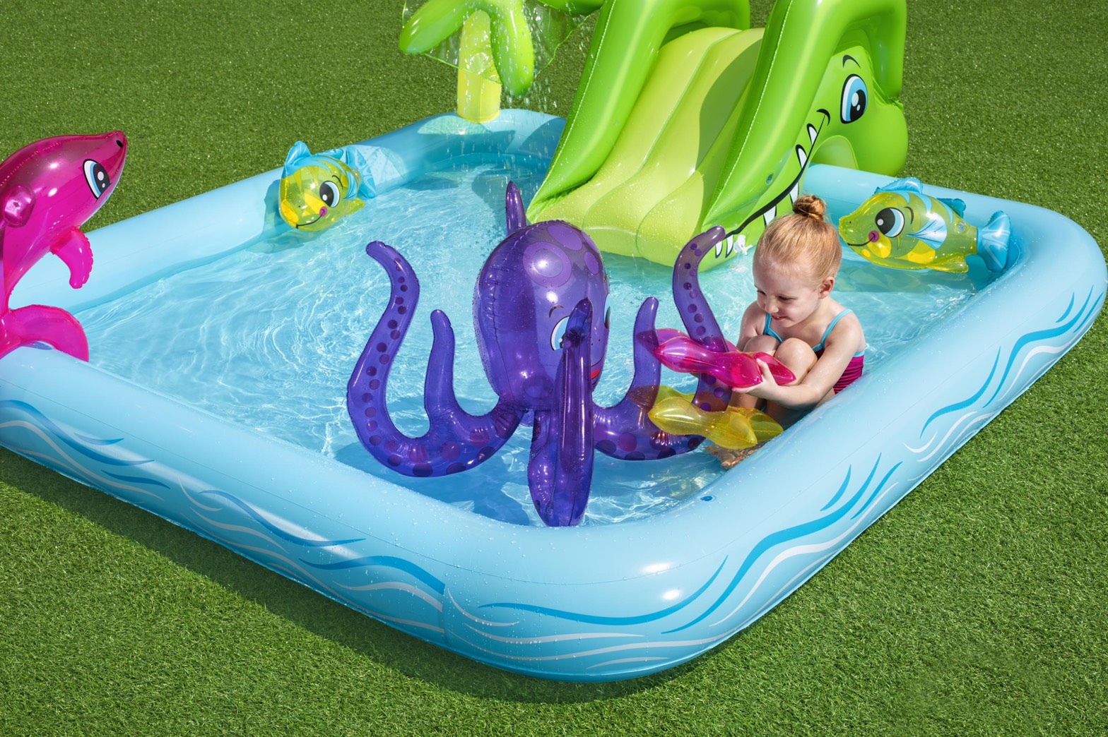 Bestway ชุดสระน้ำเด็ก โลกใต้ทะเล พร้อมสไลเดอร์ Inflatable Bestway Sea World Baby Pool Set with Slide