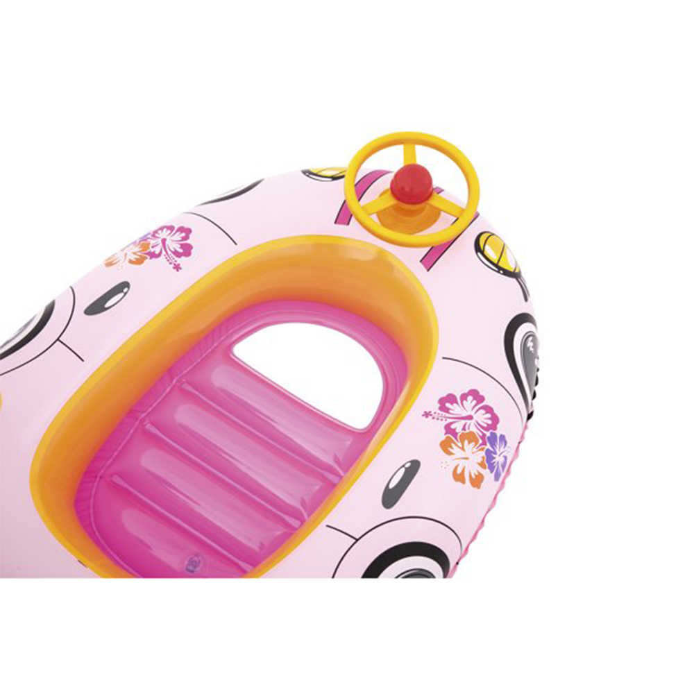 Bestway H2O GO แพยางเด็กแบบสอดขารูปรถลายดอกไม้ พร้อมม่านบังแดด Inflatable Top Quality Children Ride-On Float (สีชมพู)