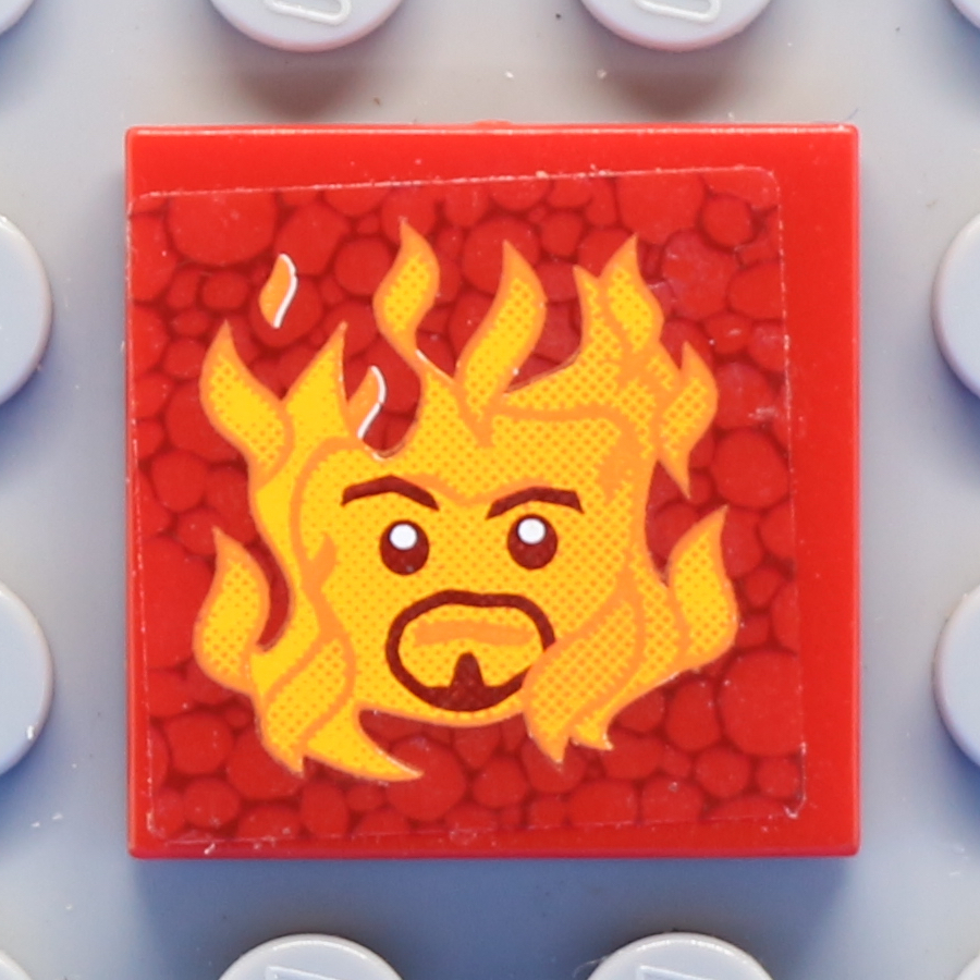 Tile 2 x 2 with Groove with Sirius Black's Face in Flames Pattern (Sticker) - Set 4842