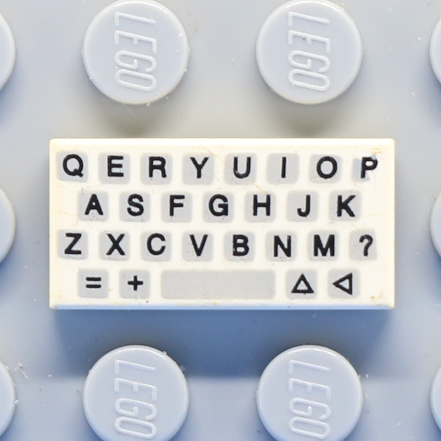 Tile 1 x 2 with Groove with Computer Keyboard Simple Pattern