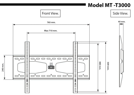 JMTVSTAND MT-T3000 ขาแขวนทีวีติดผนัง METALNIC (PJ) สีดำ รองรับทีวี ขนาด 40"-75"นิ้ว0964746498