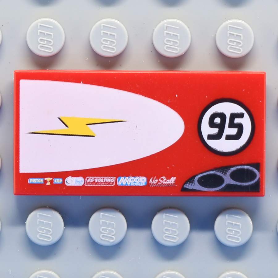 Tile 2 x 4 with Lightning Bolt in Half Ellipse and '95' Pattern Model Left Side