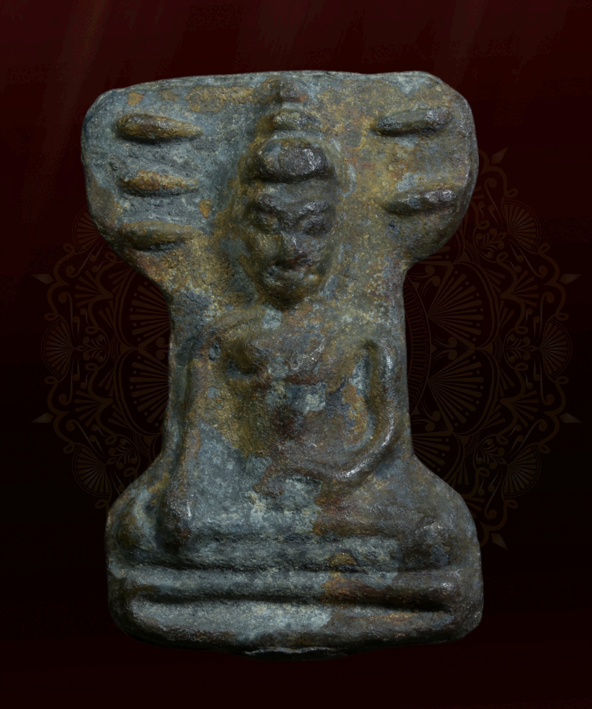 พระมเหศวร สองหน้าหัวกลับ เนื้อชินแก่ตะกั่ว