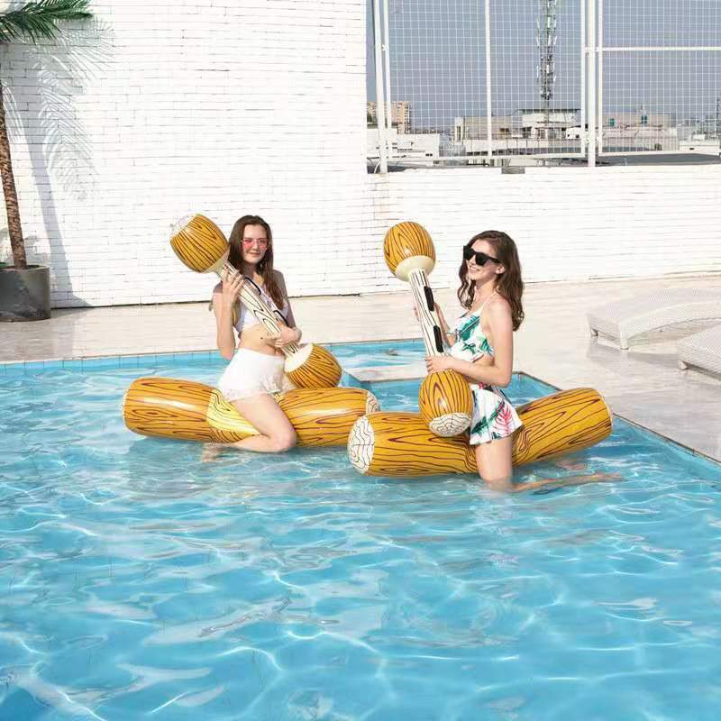 แพยาง ขอนไม้ ปาร์ตี้สระว่ายน้ำ Inflatable Pool Party Play Boat Raft Collision Toys Wood Grain