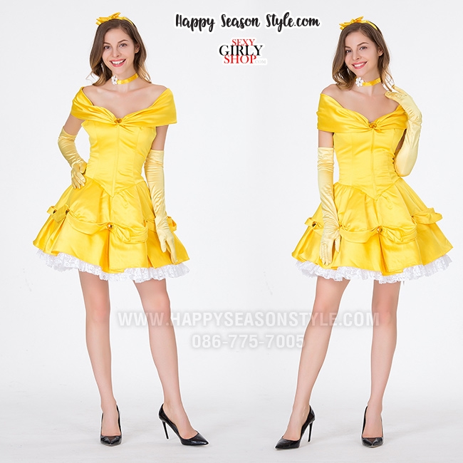 ชุดเจ้าหญิงเบลล์ Beauty and the Beast โฉมงามกับเจ้าชายอสูร พร้อมที่คาดผม